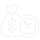 Money and clock with 2 hands logo in White Color on Transparent Background